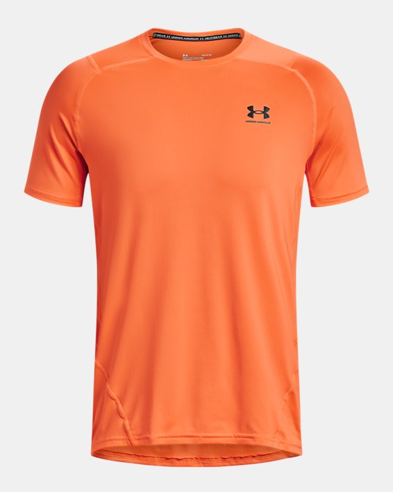 Men's HeatGear® Fitted Short Sleeve, Orange, pdpMainDesktop image number 4